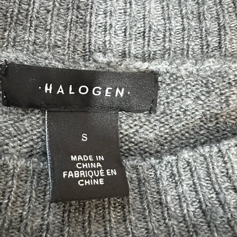 Halogen Women's Wool Blend Sweater Tie Sleeves Gray Small Size Preppy Work - Picture 4 of 9